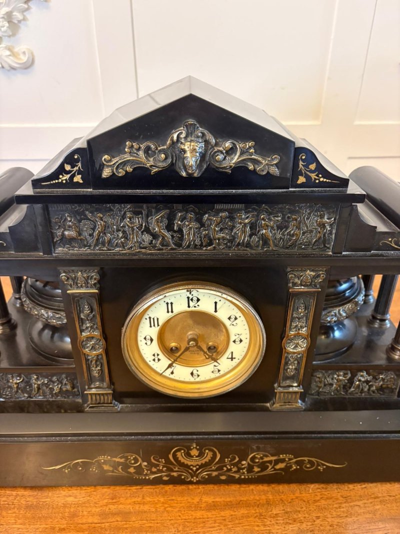 Antique Exceptional Large Victorian Marble Mantel Clock by Philippes Paris – 8 Day Movement - Image 5